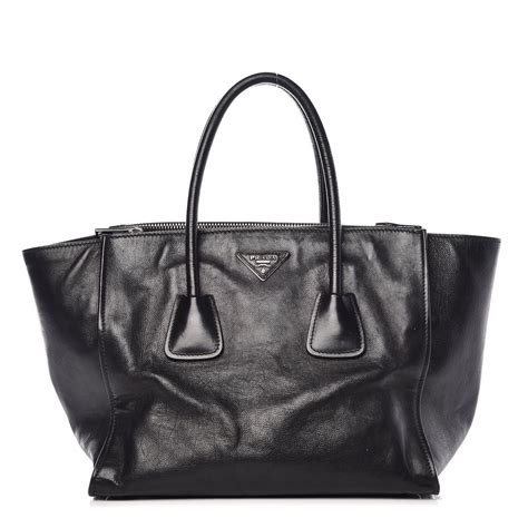 prada glace calf leather tote|PRADA Glace Calf Twin Pocket Tote Black .